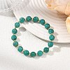 Round Natural Amazonite & Brass Spacer Beads Beaded Stretch Bracelets for Women BJEW-JB14078-2