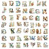 50Pcs Animal Letter A~Z PVC Waterproof Sticker Labels STIC-PW0024-07-1