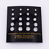 304 Stainless Steel Cubic Zirconia Stud Earrings EJEW-O070-03P-1