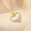 304 Stainless Steel Rhinestone Pendant Necklaces for Women FS-WGD5BB7-02-1