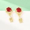 Brass Micro Pave Cubic Zirconia Dangle Stud Earrings EJEW-F405-24G-05-4
