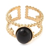 Oval Natural Dyed & Heated Black Agate Finger Rings RJEW-Z057-11G-07-2