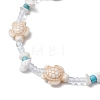 Turtle Cross Synthetic Turquoise & Magnesite & Glass Seed Braided Beaded Adjustable Anklets AJEW-AN00652-3