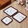 3Pcs 3 Styles Square Wooden Organizer Display Jewelry Plates ODIS-MA0001-02-4