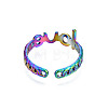 Ion Plating(IP) Rainbow Color 304 Stainless Steel Word Love Open Cuff Ring for Women RJEW-S405-262M-3