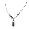 2Pcs Bullet Natural & Synthetic Gemstone Pendant Necklaces for Women Men NJEW-TA00224-3