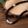 6MM Round Natural Howlite and Frosted Black Stone Beaded Necklaces for Men LS-FQ0489-3-2