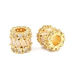 Column Brass Micro Pave Clear Cubic Zirconia European Beads KK-C142-09G-2