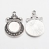 Tibetan Style Zinc Alloy Flat Round Pendant Cabochons Settings X-TIBEP-R334-252AS-RS-2