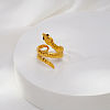 Adjustable 304 Stainless Steel Snake Shaped Cuff Open Rings for Women QO4432-1-3