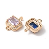 Brass Micro Pave Clear Cubic Zirconia Rectangle Links Connector Charms KK-C062-026G-2