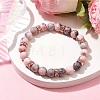 8.5mm Round Natural Pink Zebra Jasper Beaded Stretch Bracelets BJEW-JB10256-01-2