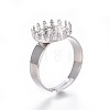 Non-Tarnish Adjustable 304 Stainless Steel Finger Rings Components LS-STAS-E474-50-4