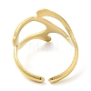 304 Stainless Steel Twist Hollow Open Cuff Ring for Women RJEW-I098-32G-3