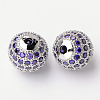 Brass Cubic Zirconia Beads X-ZIRC-D009-01P-1
