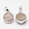 Electroplated Natural & Dyed Druzy Agate Pendants G-N0167-018B-2