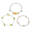 3Pcs 3 Colors Acrylic Charms Bracelets Sets for Women BJEW-TA00577-01-4