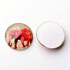 Elephant Pattern Luminous Dome/Half Round Glass Flat Back Cabochons for DIY Projects GGLA-L010-14mm-K04-3