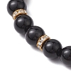 8mm Round Natural Black Onyx(Dyed & Heated) Beaded Stretch Bracelets for Women BJEW-JB10796-3