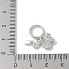 Brass Micro Pave Clear Cubic Zirconia Dragon European Dangle Charms KK-U052-38P-3