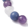 Natural Amethyst & Quartz Crystal & Blue Aventurine Beads Stretch Bracelets for Women BJEW-TA00704-02-4