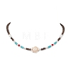Summer Beach Synthetic Turquoise & Natural Coconut Beaded Neklaces NJEW-JN05208-02-2