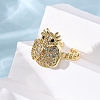 Brass Micro Pave Cubic Zirconia Adjustable Open Cuff Rings for Women RJEW-A072-01A-G-3