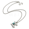 Letter A~Z Antique Silver Plated Alloy with Synthetic Turquoise Pendant Necklace NJEW-G080-01E-3