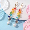 Round 304 Stainless Steel & Glass Seed Beads Dangle Leverback Earrings EJEW-MZ00717-1