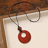 Wood Pendant Black Wax Cord Long Necklaces for Women FS-WG36920-03-1