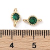 Brass Cubic Zirconia Flat Round Connector Charms KK-H204-02KCG-02-2