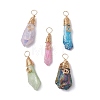 Electroplated Raw Natural Quartz Crystal Copper Wire Wrapped Pendants PALLOY-JF03426-01-1