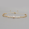 White Natural Freshwater Pearl and Glass Adjustable Braided Bead Bracelets for Women Daily Casual and Date Wear NA4638-4