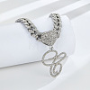 Alloy Full Crystal Rhinestone Letter Pendant Cuban Link Chain Necklaces for Women Men FS-WG1AB05-29-1