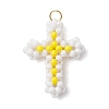 Beaded Cross Charms PALLOY-GD00002-04-1