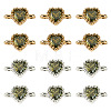 12Pcs 2 Colors Brass Pave Cubic Zirconia Heart Links Connector Charms KK-TA0003-48F-1