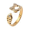 304 Stainless Steel & Crystal Rhinestone Cuff Open Rings RB-G001-03G-01-2