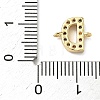 Brass Micro Pave Clear Cubic Zirconia Letter Links Connector Charms KK-I382-07G-D-3