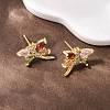 Brass Micro Pave Cubic Zirconia Stud Earrings EJEW-F400-02F-G-5