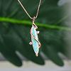 Horse Eye Brass with White Opal Pendant Necklaces FS-WG01260-01-3