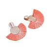 Flat Round with Fan Bohemian Style Iron Tassel Stud Earrings FS-WGA1D99-03-2