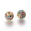 Brass Micro Pave Cubic Zirconia Beads ZIRC-F098-02G-8mm-2