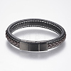 Braided Leather Cord Bracelets BJEW-H561-04G-2