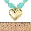 Acrylic Heart Pendant Oval Imitation Gemstone Beaded Necklaces for Women NJEW-JN06479-01-4