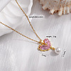 Valentine's Day Brass Pave Cubic Zirconia with White Round Plastic Pearl Heart Pendant 304 Stainless Steel Cable Chain Necklaces for Women WG93184-01-1