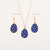 Easter Egg Alloy Enamel Pendant Necklace & Dangle Earrings Sets FS-WG38758-05-1