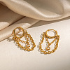 304 Stainless Steel Pave Cubic Zirconia Tassel Hoop Earrings for Women WB3830-2