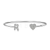 Anti-Tarnish Heart & Letter Rhodium Plated 925 Sterling Silver Micro Pave Cubic Zirconia Cuff Bangles for Women BJEW-C062-01R-P-1