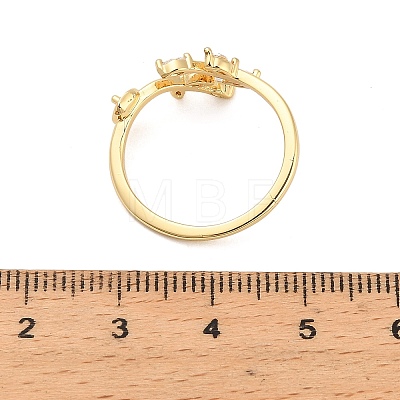 Leaf Brass Micro Pave Cubic Zirconia Cup Peg Ring Settings for Half-drilled Beads KK-NH0009-03G-1
