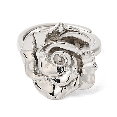 Rack Plating Flower Brass Adjustable Rings RJEW-S413-03P-1